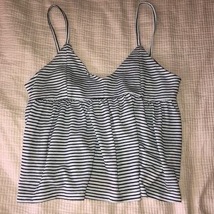 Cream & black tie back tank top